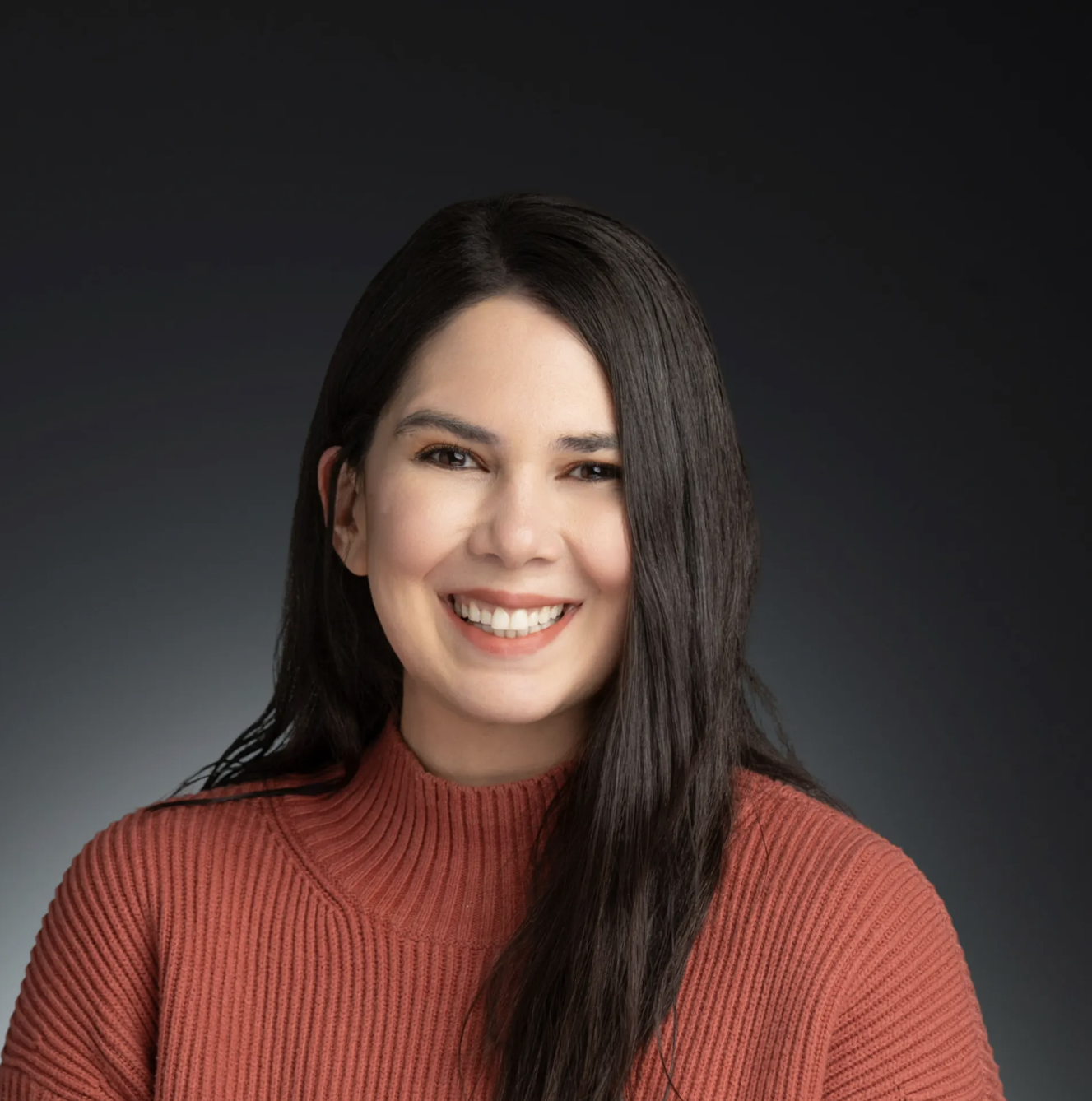 Smiling woman dark hair